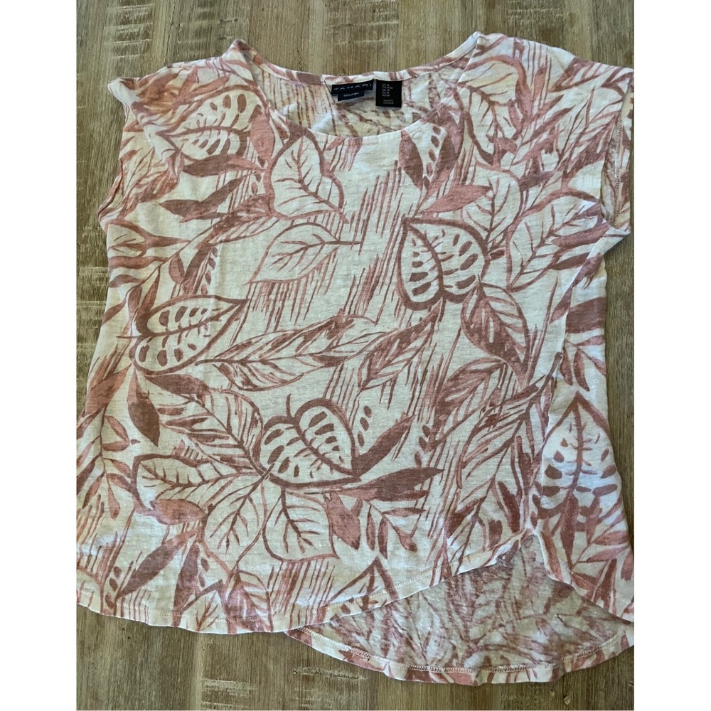 Tahari Linen Pink Top sz M